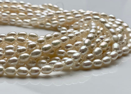 WHOLESALE 4.5-5 x 6.5-7 mm AAA Natural White Rice Freshwater Pearl Genuine High Luster Pearl Beads Bridal Pearls Wholesale Pearls #83