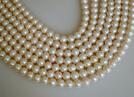 8 mm AA Semi Round Natural White Cultured Freshwater Pearls Genuine Natural Pearl Beads Lustrous Natural White Bridal Pearls #201