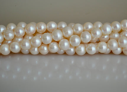 8 mm AA Semi Round Natural White Cultured Freshwater Pearls Genuine Natural Pearl Beads Lustrous Natural White Bridal Pearls #201