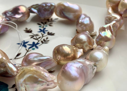 16x22-18x30 mm Natural Mauve Pink Freshwater Baroque Pearl Beads Natural Pink Color Genuine Baroque Pearls 15-16 Pieces #P1458