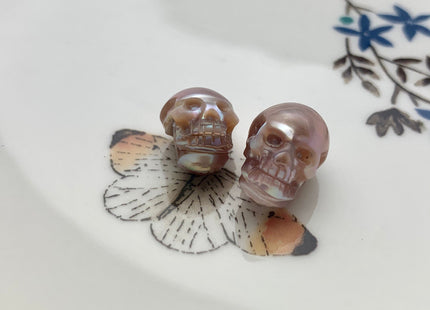 One Piece 10-11x12-13 mm Hand Carved Skull Freshwater Pearl Beads Genuine Natural Pink/Mauve Pearl For DIY Earring Pendant Jewelry #P1198