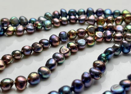 5-6 mm AAA Freshwater Pearl Nugget Freshwater Pearl Beads Genuine Rainbow Peacock Color High Luster Potato Nugget Pearls 74 Beads #P1906