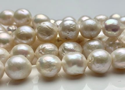10-12mm AAA Large Hole Half Strand Natural White Baroque Edison Pearl Bead 2.1 mm Hole Genuine High Luster Baroque Pearl 17 Pieces #P1324