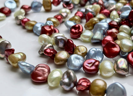 9-11 mm Burgundy Baby Blue Green Gray Natural White Keshi Nugget Freshwater Pearl Beads Genuine Center Drilled Keshi Nugget Pearls #P1891