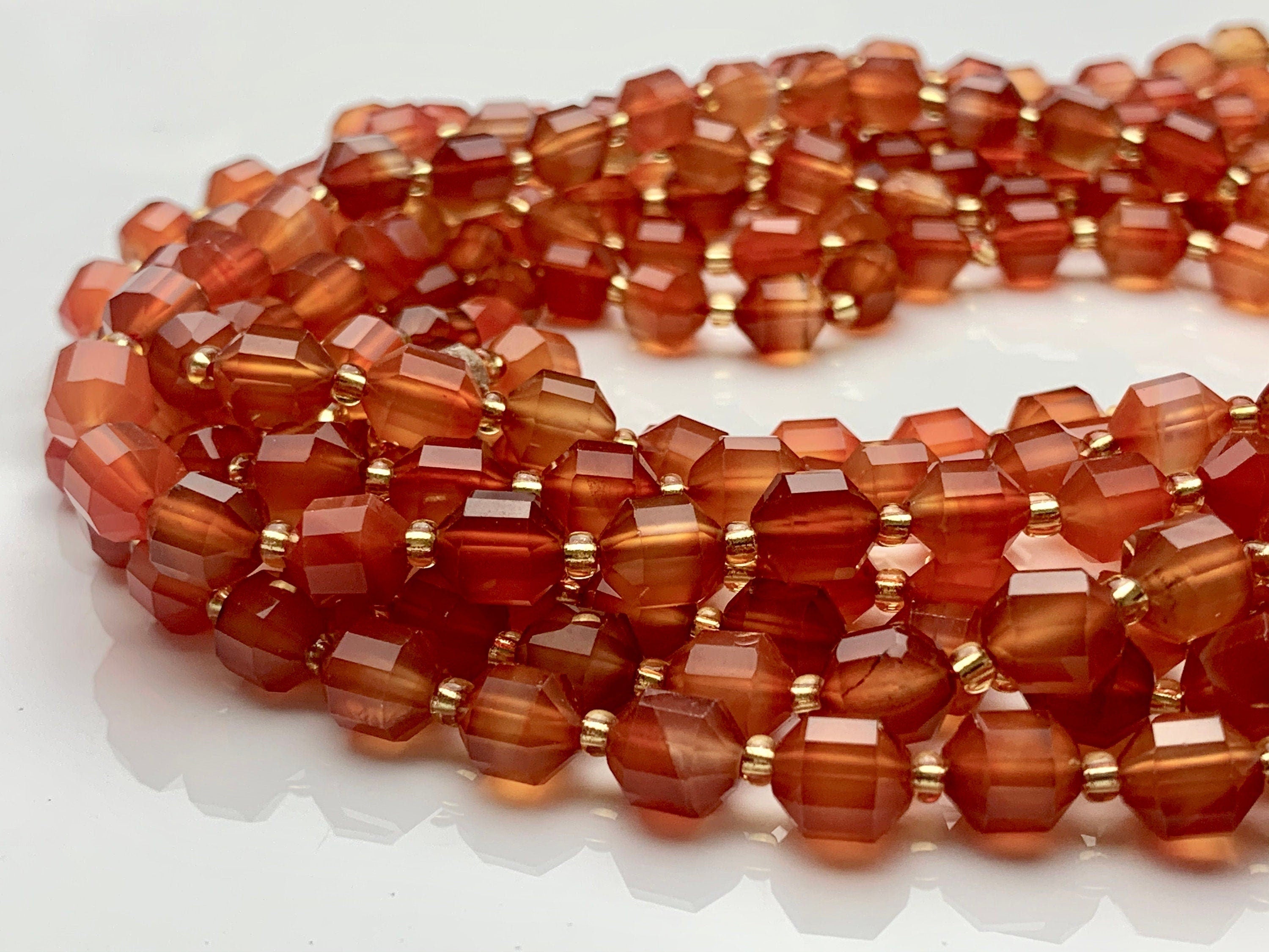 5x6mm 7x8mm AAA Faceted Energy Prism Cut Carnelian Gemstone Beads