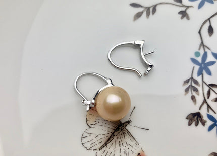 One Pair 925 Sterling Silver/Gold Simple Earring Hoops Genuine 925 Sterling Silver Loop Earring Mount Finding For Half Drilled Pearl #10098