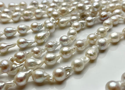 7-8x10-12 mm AAA Natural White High Luster Tear Drop Edison Baroque Freshwater Pearls Beads Genuine Freshwater Edison Pearls #P1678