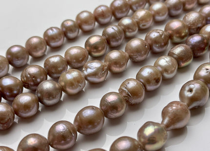 11-14 mm Large Hole Light Taupe Baroque / Edison Freshwater Pearl Beads Round Shape Hole Size 2.2mm Genuine Freshwater Edison Pearls #P2102