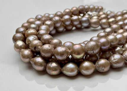 11-14 mm Large Hole Light Taupe Baroque / Edison Freshwater Pearl Beads Round Shape Hole Size 2.2mm Genuine Freshwater Edison Pearls #P2102