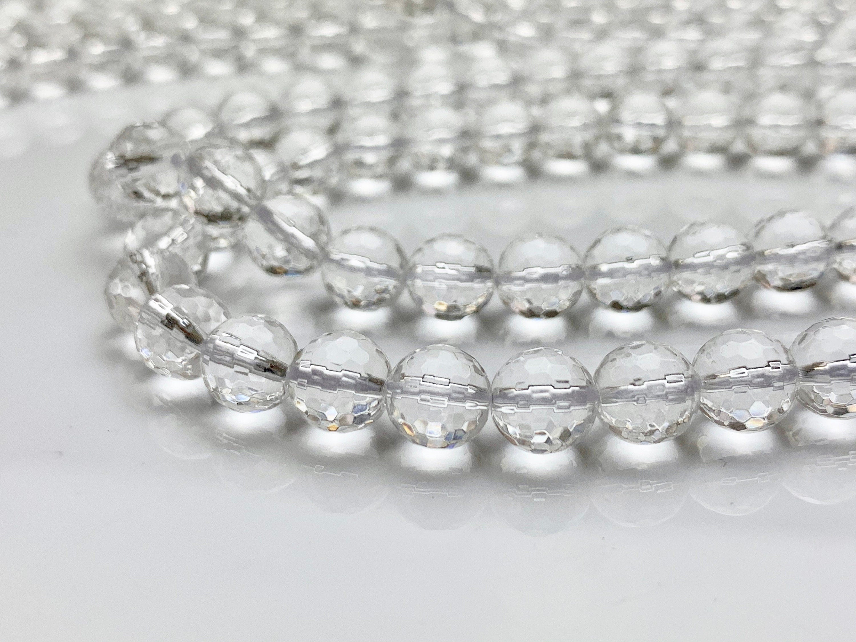 10 Beads - 8mm Faceted Clear White Glass Round Crystal Beads, Clear Glass  Crystal, Clear Round Beads, Clear White Crystal Beads