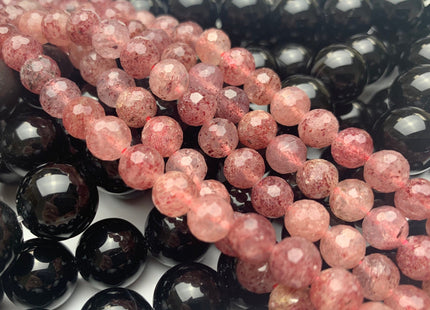 6mm 8mm Natural Color Faceted Round Strawberry Quartz Gemstone Beads Natural Pink Micro Faceted Strawberry Quartz Loose Beads  #2294