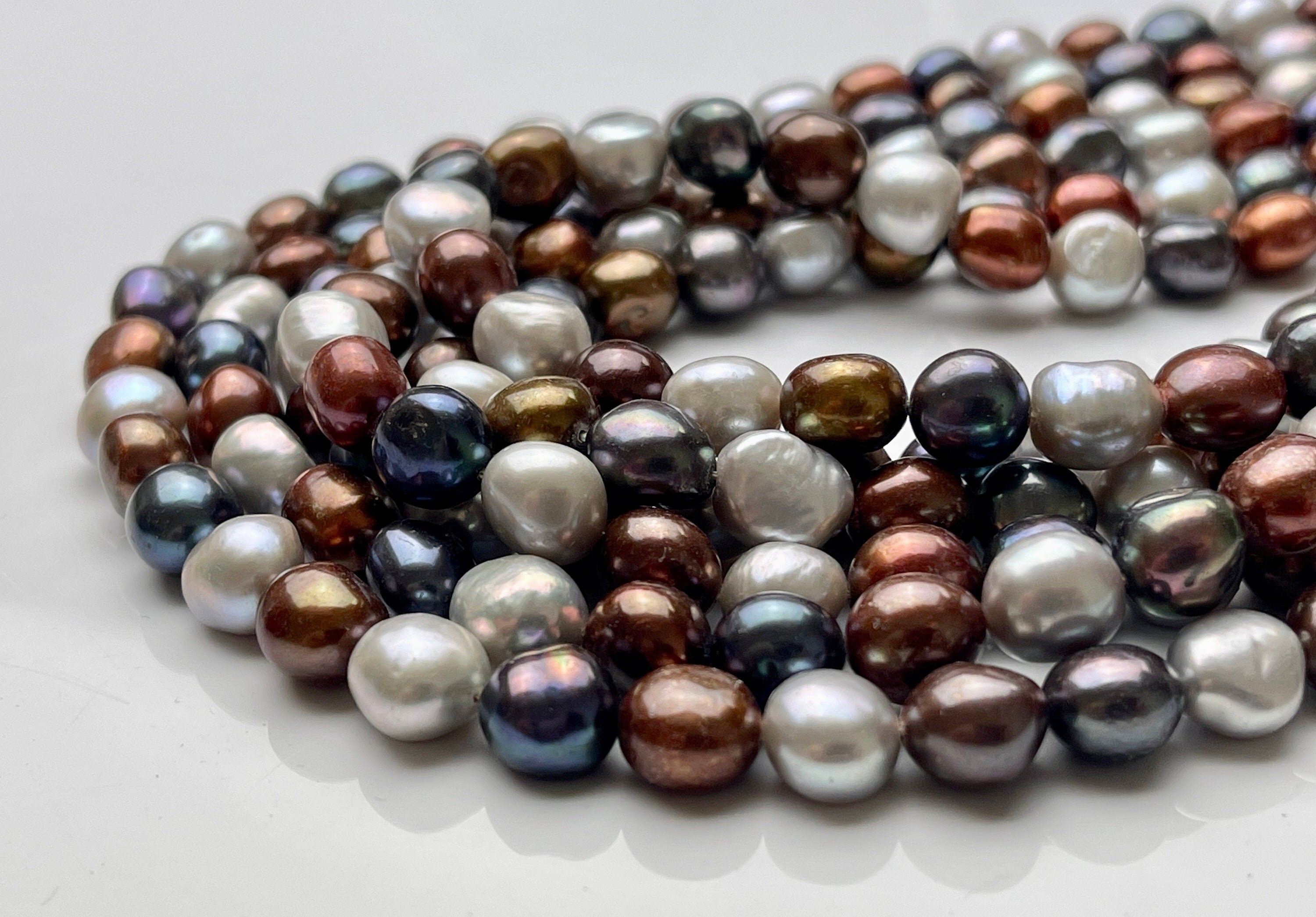8-9 mm AAA Gray Color Freshwater Pearl Potato Nugget Beads Genuine Cul –  QualityBeadMart