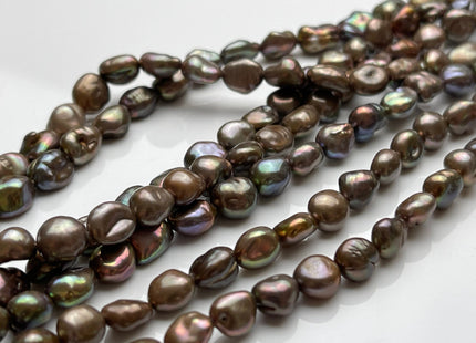 6-7x8 mm Dark Brown Copper Color Keshi Rice Nugget Freshwater Pearl Beads Genuine Natural Keshi Pearl 47 Pieces #P1778