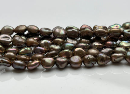 6-7x8 mm Dark Brown Copper Color Keshi Rice Nugget Freshwater Pearl Beads Genuine Natural Keshi Pearl 47 Pieces #P1778