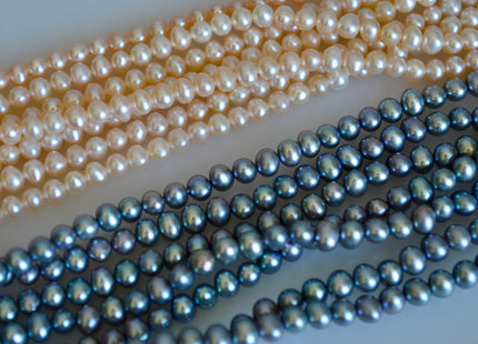 3.5 - 4 mm Potato Freshwater Pearl Light Peach OR Gray Color, Genuine Freshwater Pearl Beads, Small Pearl Beads #103