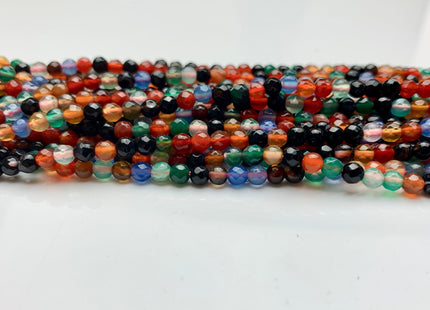 WHOLESALE 4 mm Faceted Round Mixed Orange Green Blue Black Color Agate Gemstone Beads Genuine Agate Gemstone Loose Beads 14 Inches  #2471