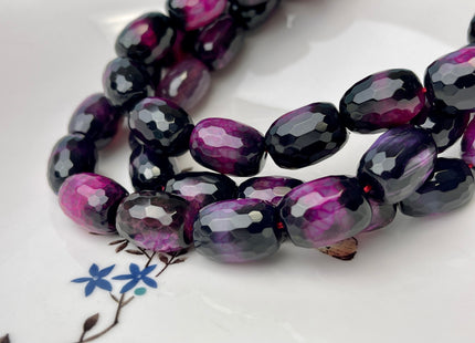 13x18 mm Large Barrel Shape Faceted Agate Gemstone Beads Genuine Purple and Black Color Agate Gemstones Loose Beads 15.5 Inches Strand #4264