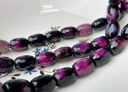 13x18 mm Large Barrel Shape Faceted Agate Gemstone Beads Genuine Purple and Black Color Agate Gemstones Loose Beads 15.5 Inches Strand #4264