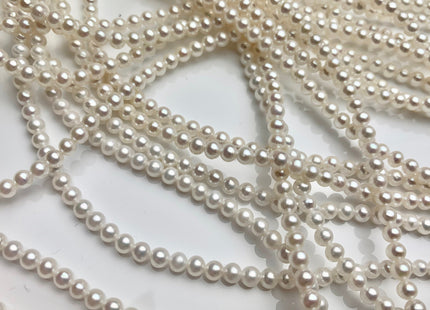 3.5-4 mm AAAAA Natural White Round Freshwater Akoya Quality Pearl Beads Genuine Natural White Very High Luster Round Pearl 113 Beads #P1176