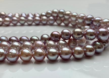 9.5-10.5 mm AAA Rare Extra Shiny Natural Pink/Mauve Pink Semi-Round Freshwater Pearl Beads Genuine High Luster Quality Bridal Pearls #1967