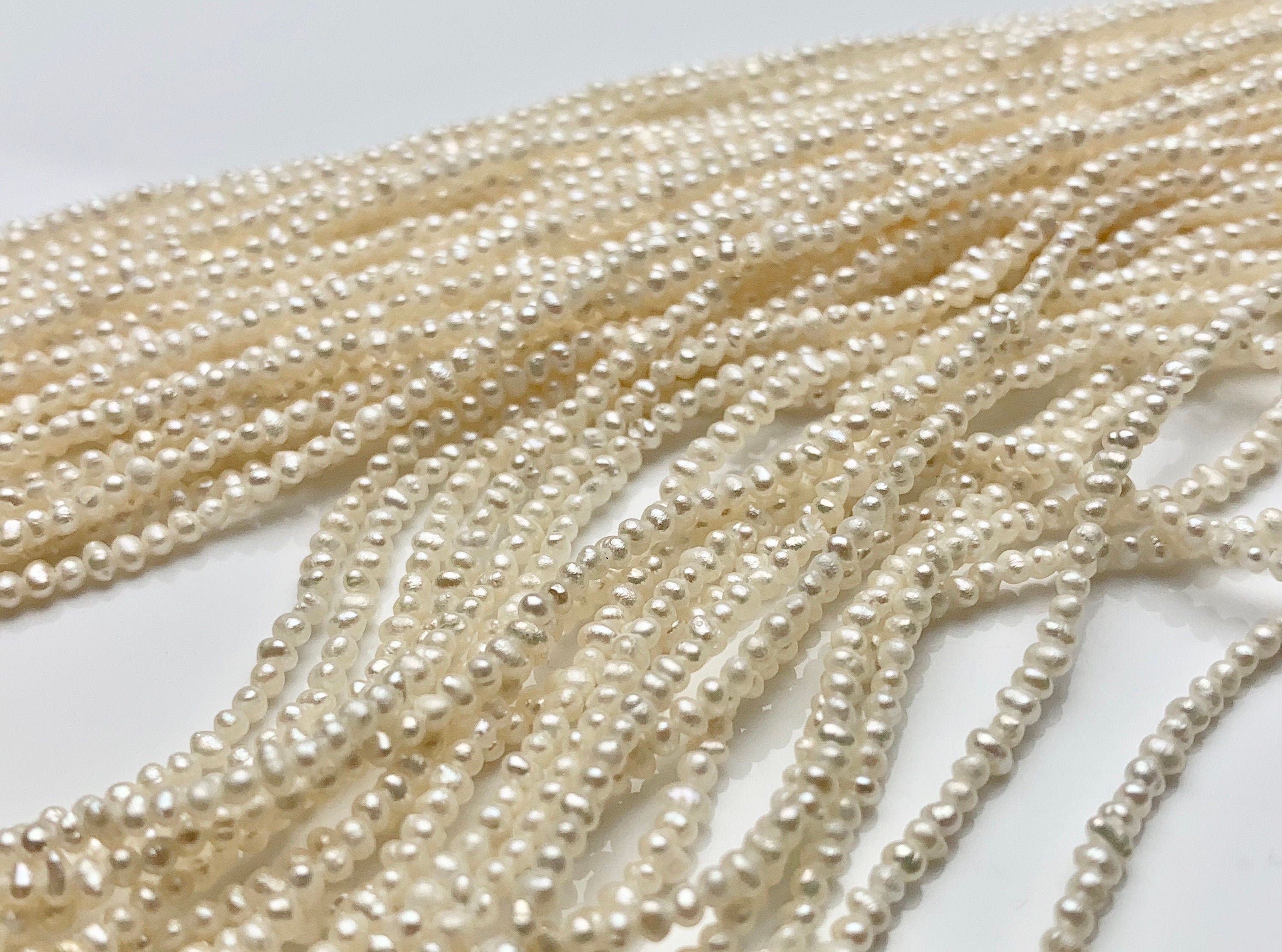 WHOLESALE 2 Mm Tiny Seed Pearl Beads Natural White Pink or Gray