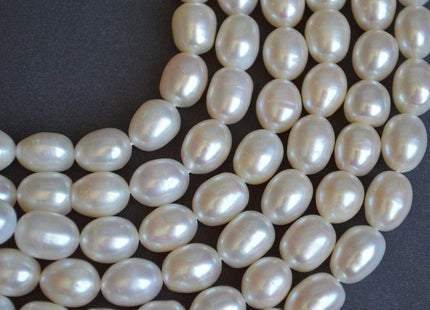 8-9x10-11 mm AA White Rice Freshwater Pearls, Genuine Freshwater Pearl, Natural Oval Pearls, Bridal Pearls #84