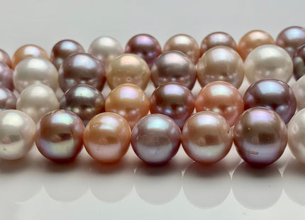 12-14.5mm AAA Natural White Mauve Pink Color Freshwater Pearl Beads Genuine Very Rare High Luster Off Round Large Size Pearl 34 Beads #P1659