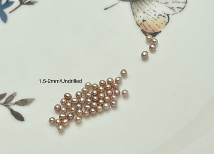 Two Pieces AAA 1-2.5 mm Quality High Luster Undrilled/Half Drilled Tiny Freshwater Seed Pearls Genuine Natural Pink Freshwater Pearls #P1510