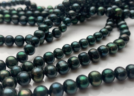 6-7 mm AA Ultra Dark Sacramento Green Color Potato Freshwater Pearl Beads Genuine Green Color Freshwater Pearl Beads 72 Pieces #P1402