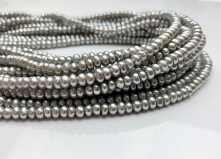 5 mm AAA Large Hole Silver Gray Round Button Freshwater Pearls Hole Size 1.5 mm Genuine Large Hole Rondelle Freshwater Pearl Beads #1831
