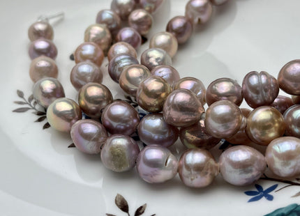 10-12mm AA Half Strand LargeHole Very Rare Dark Mauve Pink Baroque Pearl Bead 2.2mm Hole Natural Edison Pearl With Iridescent Color #P2068