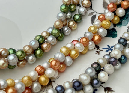 8-9 mm Multi Color Potato Freshwater Pearl Beads, Mixed Color Potato Pearls, Genuine Cultured Freshwater Pearl Beads #553