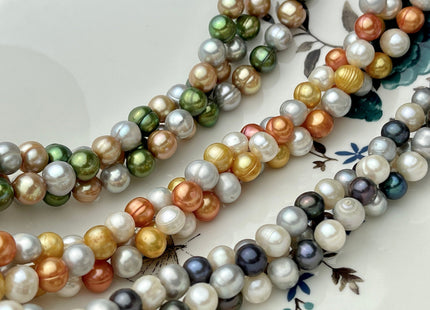 8-9 mm Multi Color Potato Freshwater Pearl Beads, Mixed Color Potato Pearls, Genuine Cultured Freshwater Pearl Beads #553