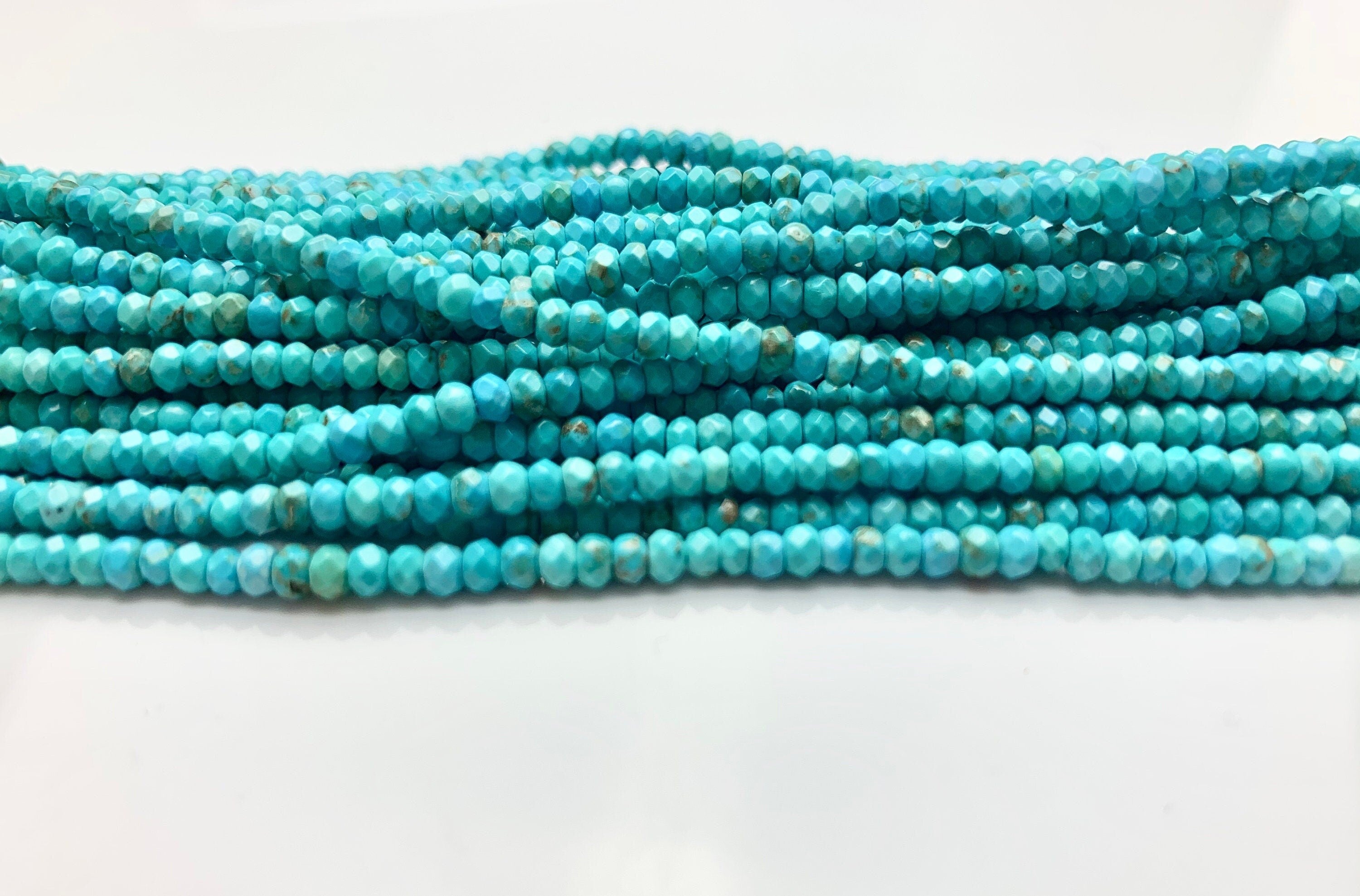 Gemstones - Kingman Natural Turquoise Round Beads 3mm