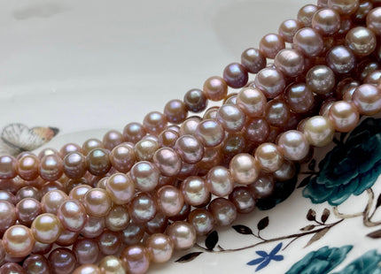 7.5-8 mm AA Half Strand Large Hole Natural Mauve pink Freshwater Potato Pearl Beads Hole Size 2.2mm Genuine Freshwater Pearl 30 Beads #P1797