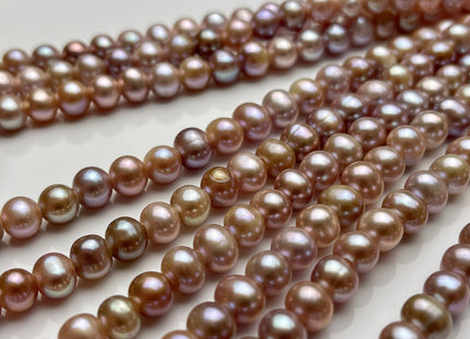 7.5-8 mm AA Half Strand Large Hole Natural Mauve pink Freshwater Potato Pearl Beads Hole Size 2.2mm Genuine Freshwater Pearl 30 Beads #P1797