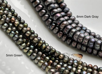 5-8 mm Dark Green/ Gray Round Button Freshwater Pearl Button Beads Genuine Cultured Freshwater Rondelle Button Pearls B Grade #P2229