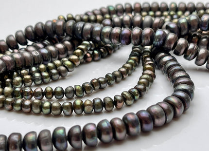 5-8 mm Dark Green/ Gray Round Button Freshwater Pearl Button Beads Genuine Cultured Freshwater Rondelle Button Pearls B Grade #P2229