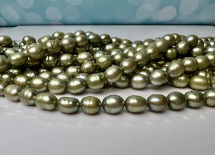 7x9 mm Olive/Sage Green Color Freshwater Rice/Oval Pearls Genuine Green Color Rice/Oval Freshwater Pearls 44 Beads #P2268