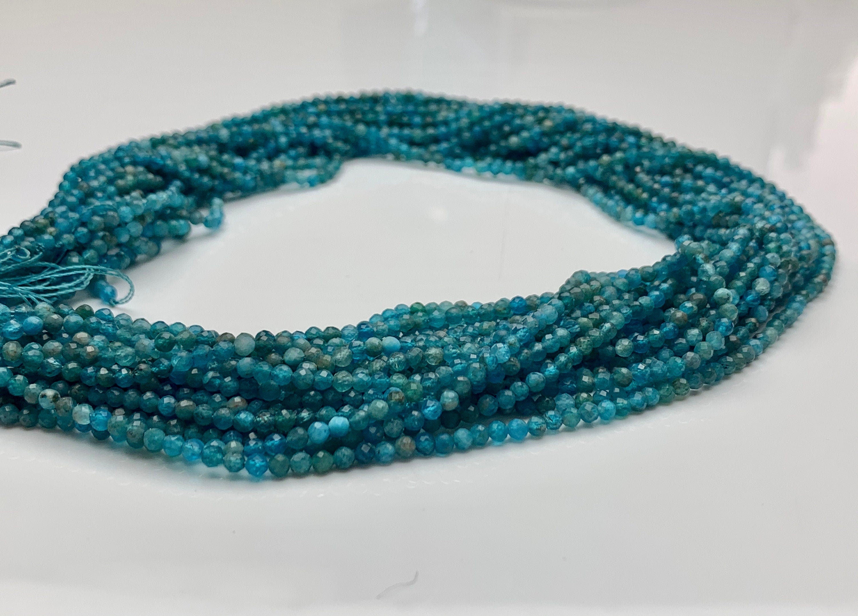 APATITE 3mm High Grade Faceted Gemstone Beads Strand