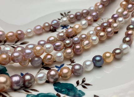 8 mm AAA Rare Mixed Natural White Mauve Pink Baroque Edison Pearl Genuine Top Quality Natural Edison Pearl With Iridescent Color  #1820