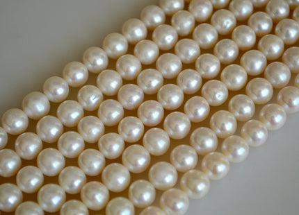 8 mm AA Semi Round Natural White Cultured Freshwater Pearls Genuine Natural Pearl Beads Lustrous Natural White Bridal Pearls #201