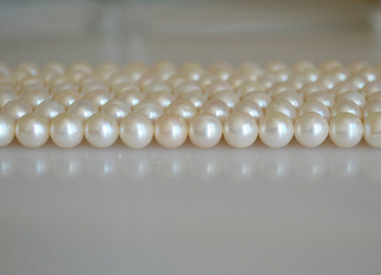 8 mm AA Semi Round Natural White Cultured Freshwater Pearls Genuine Natural Pearl Beads Lustrous Natural White Bridal Pearls #201