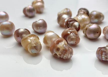 One Piece 10-11x12-13 mm Hand Carved Skull Freshwater Pearl Beads Genuine Natural Pink/Mauve Pearl For DIY Earring Pendant Jewelry #P1198