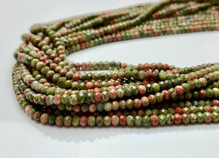 2x3 mm AAA Natural Color Faceted Rondelle Unakite Gemstone Beads Top Quality Micro Faceted Unakite Gemstone Loose Beads # 2443