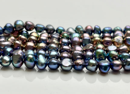 5-6 mm AAA Freshwater Pearl Nugget Freshwater Pearl Beads Genuine Rainbow Peacock Color High Luster Potato Nugget Pearls 74 Beads #P1906