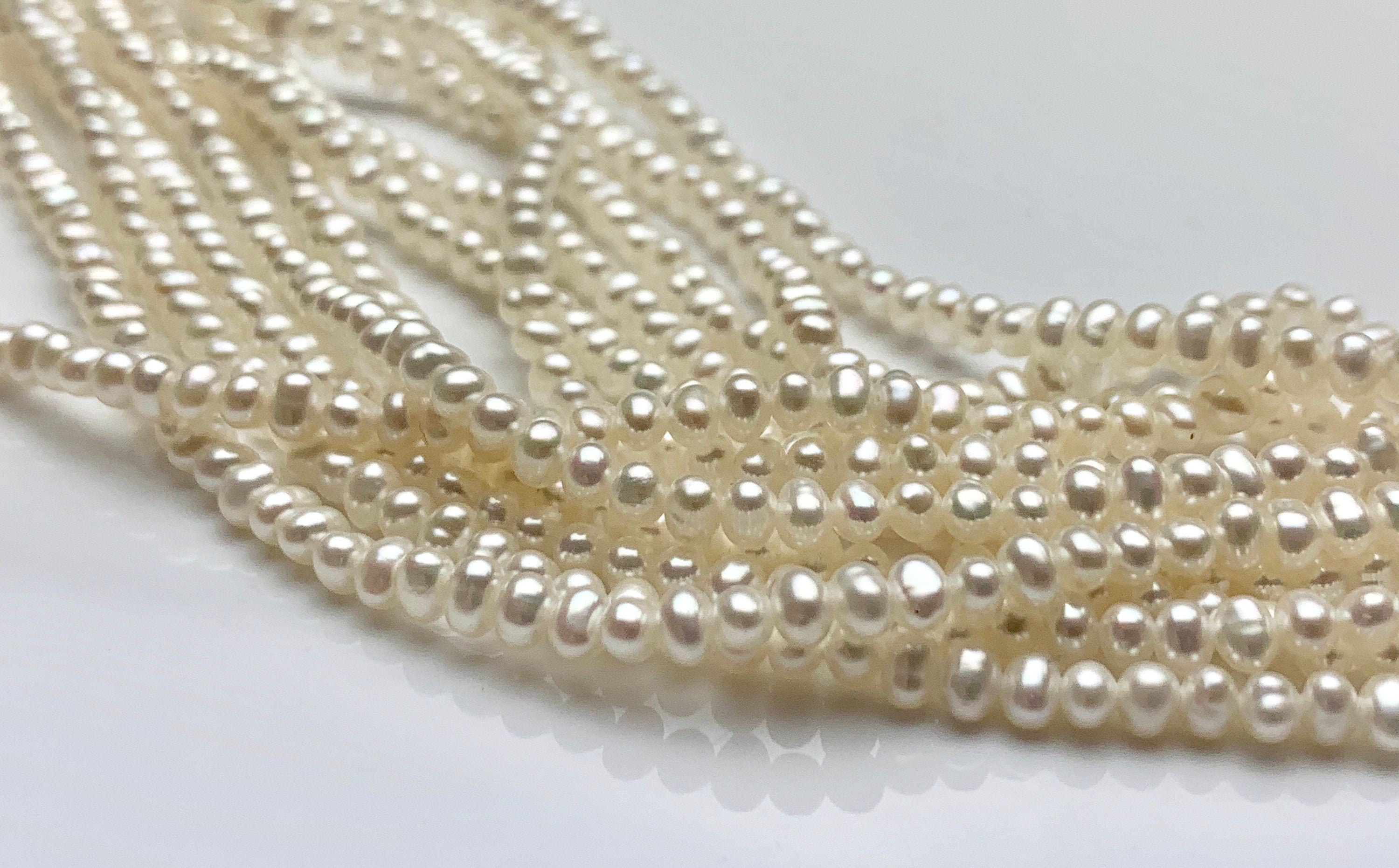 WHOLESALE 2 mm Tiny Seed Pearl Beads Natural White Pink Or Gray