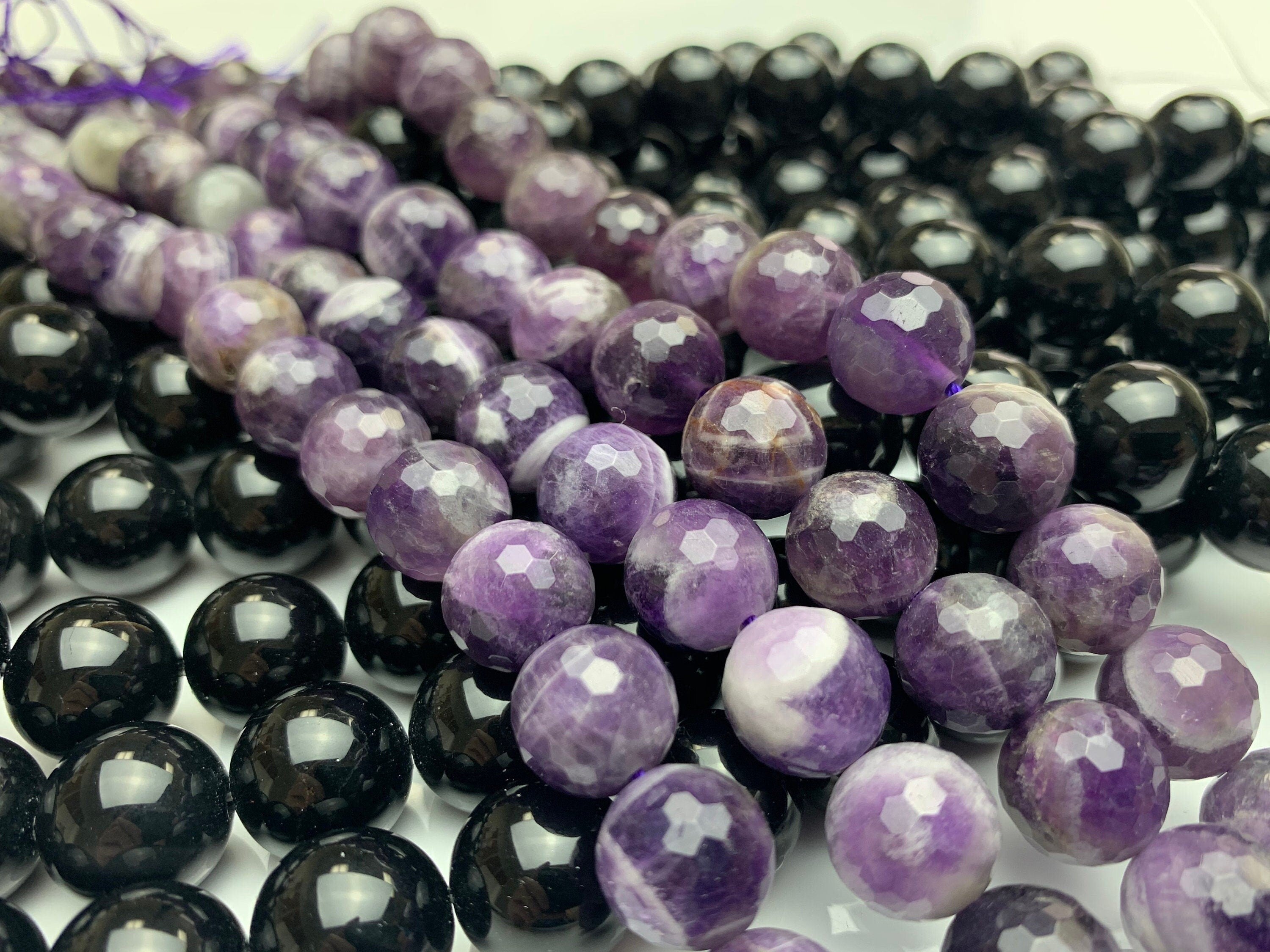 Natural Purple Flower Amethyst 4mm 6mm 8mm 10mm Smooth Round Beads 15.5