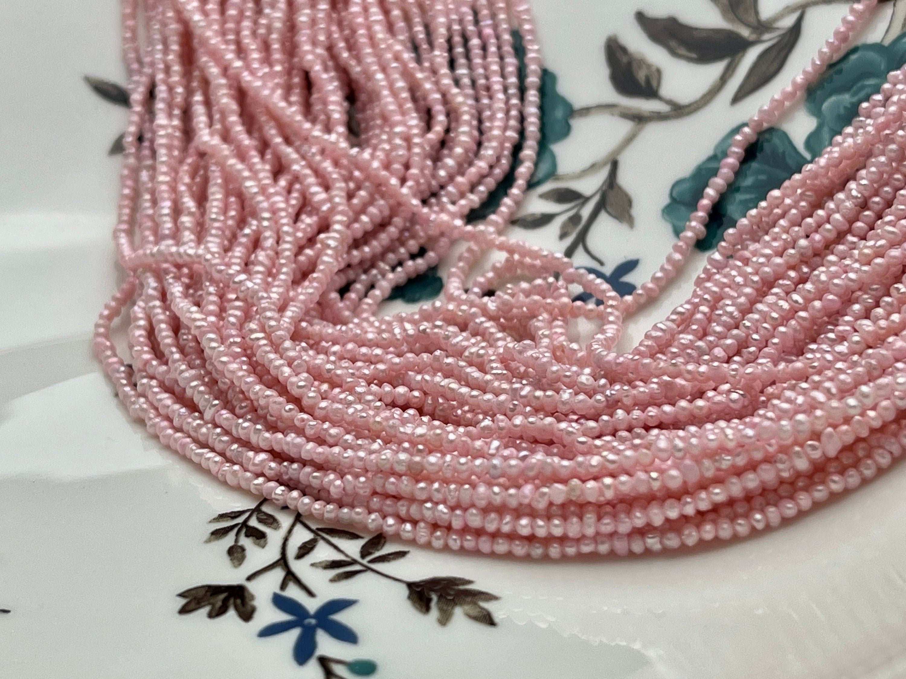 WHOLESALE 2 Mm Tiny Seed Pearl Beads Natural White Pink or Gray