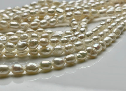 4.5-5x7 mm Natural White Rice/Oval Nugget Freshwater Pearl Beads Genuine Natural White Freshwater Pearl Nuggets 59 Beads #P1858